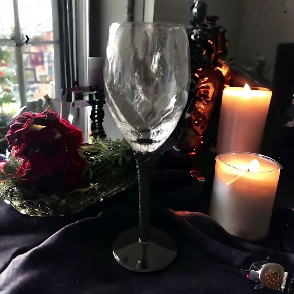 Cristal D Arques Angelique Champagne Flute Wine Glass Black Amethyst Twist Stem. - Picture 12 of 16